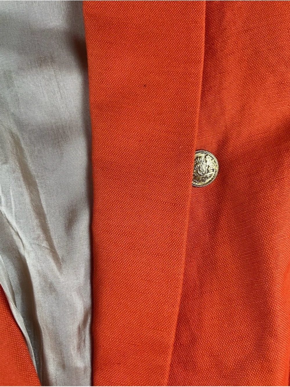 LIKE NEW/MANGO ORANGE π DOUBLE BREAST LINEN BLAZER SZ: M - Picture 8 of 10
